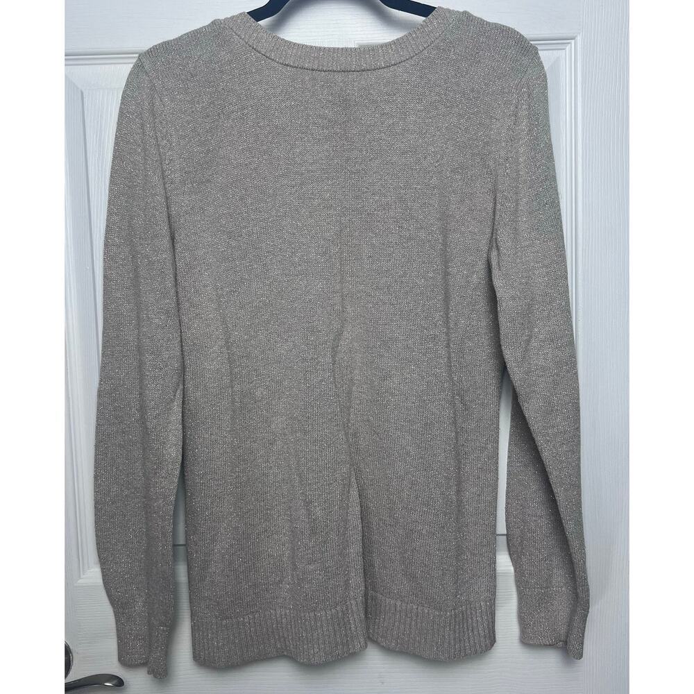 Banana Republic Women's Cable Knit Metallic Sweater Shoulder Button Size XL - Picture 9 of 9
